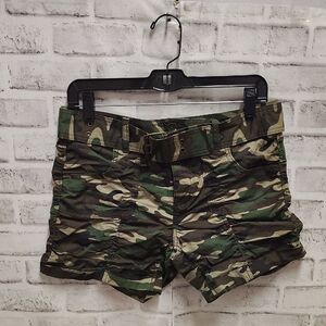 Woodland Camouflage Cargo Shorts in Green and Brown